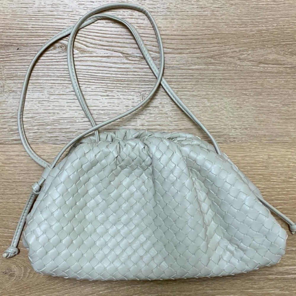 Light Gray Woven Clutch or Crossbody Bag